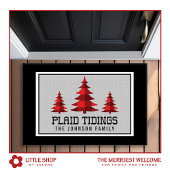 Rustic Buffalo Check Kerstbomen Monogram Deurmat