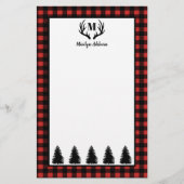 Rustic Buffalo Check Pset & Black Forest & Antler Briefpapier (Voorkant)