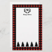 Rustic Buffalo Check Pset & Black Forest & Antler Briefpapier (Voorkant / Achterkant)