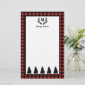 Rustic Buffalo Check Pset & Black Forest & Antler Briefpapier (Staand voorkant)