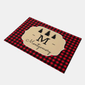 Rustic Buffalo Check Pset & Forest Trees Deurmat (Schuin)