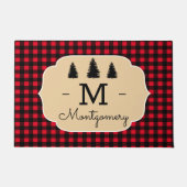 Rustic Buffalo Check Pset & Forest Trees Deurmat (Voorkant)