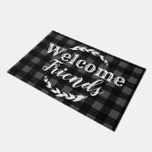 Rustic Buffalo Check Pset Welcome Friends Grey Deurmat (Schuin)