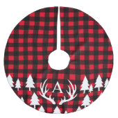 Rustic Buffalo Check Pset White Deer Antlers Kerstboom Rok (Voorkant)