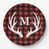 Rustic Buffalo Check Pset & White Deer Antlers Papieren Bordje (Voorkant)