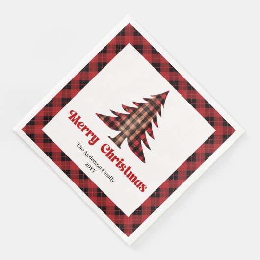 Rustic Buffalo Christmas Napkin Editable Template Servet (Hoek)