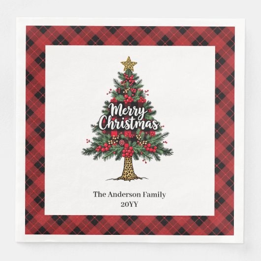 Rustic Buffalo Christmas Napkin Personalized Servet (Voorkant)