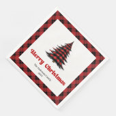 Rustic Buffalo Christmas Tree Napkin Editable Servet (Hoek)