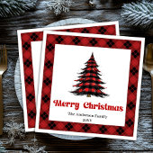 Rustic Buffalo Christmas Tree Napkin Editable Servet