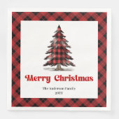 Rustic Buffalo Christmas Tree Napkin Personalized Servet (Voorkant)