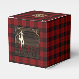 Rustic Buffalo geruite babyfeestje eerste letter f Bedankdoosjes
