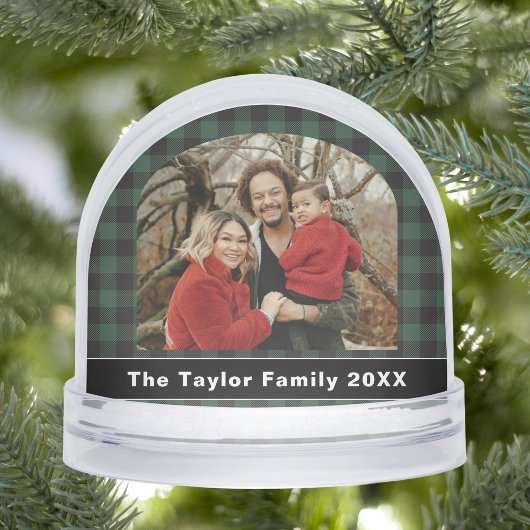 Rustic Buffalo Green and Black Plaid Family Photo Sneeuwbol