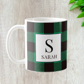 Rustic Buffalo Green & Black Plaid Monogram Name Koffiemok