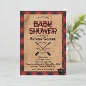 Rustic Buffalo Plaid Baby shower Invitation Kaart (Staand voorkant)