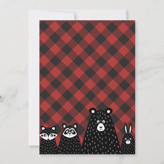 Rustic Buffalo Plaid Baby shower Invitation Kaart (Achterkant)