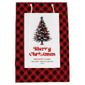 Rustic buffalo plaid Christmas bag personalized Medium Cadeauzakje (Voorkant)