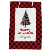 Rustic buffalo plaid Christmas bag personalized Medium Cadeauzakje (Achterkant)
