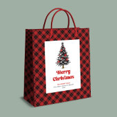 Rustic buffalo plaid Christmas bag personalized Medium Cadeauzakje