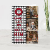Rustic Buffalo Plaid Come Let Us Adore Him Photo Feestdagen Kaart (Voorkant)