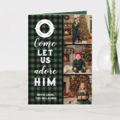 Rustic Buffalo Plaid Come Let Us Adore Him Photo Feestdagen Kaart (Voorkant)