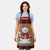 Rustic Buffalo Plaid Custom Name Snowman Schort (Gedragen)
