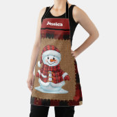 Rustic Buffalo Plaid Custom Name Snowman Schort (Insitu)