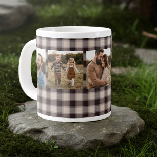 Rustic Buffalo Plaid Familie Foto Bruin 5 Foto Grote Koffiekop