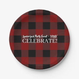 Rustic Buffalo Plaid Feestelijk Aangepast Rood & Z Papieren Bordje