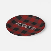 Rustic Buffalo Plaid Feestelijk Aangepast Rood & Z Papieren Bordje (Gekanteld)
