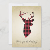 Rustic Buffalo Plaid Hert Feestdagenkaart (Voorkant)