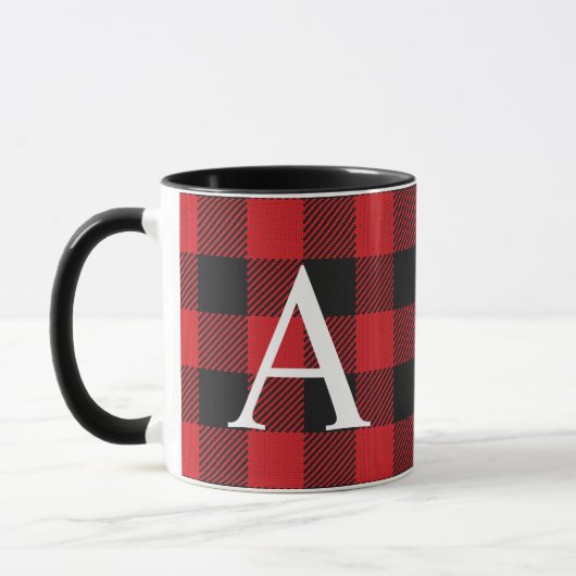 Rustic Buffalo Plaid Lumberjack Monogrammed Mok (Links)