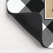 Rustic Buffalo Plaid Monogram Script Naam Muismat (Hoek)