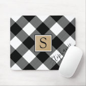 Rustic Buffalo Plaid Monogram Script Naam Muismat (Met muis)