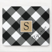 Rustic Buffalo Plaid Monogram Script Naam Muismat (Voorkant)