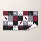 Rustic Buffalo Plaid Patchwork Rood Wit Kerstmis Bad Handdoek (Handdoek)