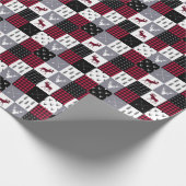 Rustic Buffalo Plaid Patchwork Rood Wit Kerstmis Cadeaupapier (Hoek)