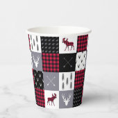 Rustic Buffalo Plaid Patchwork Rood Wit Kerstmis Papieren Bekers (Links)