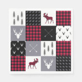 Rustic Buffalo Plaid Patchwork Rood Wit Kerstmis Servet (Voorkant)