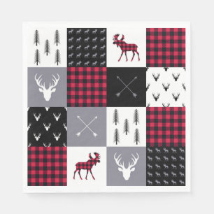 Rustic Buffalo Plaid Patchwork Rood Wit Kerstmis Servet