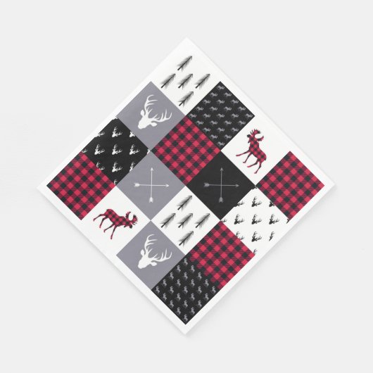 Rustic Buffalo Plaid Patchwork Rood Wit Kerstmis Servet (Hoek)