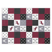 Rustic Buffalo Plaid Patchwork Rood Wit Kerstmis Tafelkleed (Voorkant (Horizontaal))