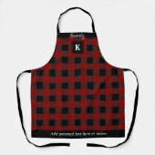 Rustic Buffalo Plaid Rood Zwart Gepersonaliseerd Schort (Voorkant)