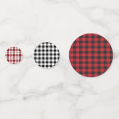 Rustic Buffalo Plaid Rood Zwart Wit Minimal Confetti (Voorkanten)