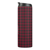 Rustic Buffalo Plaid Tartan Monogram Thermosbeker (Geroteerd rechts)