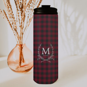 Rustic Buffalo Plaid Tartan Monogram Thermosbeker