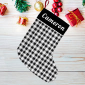 Rustic Buffalo Plaid Tartan Zwart wit Naam Kleine Kerstsok