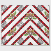 Rustic Buffalo Plaid Vrolijke Kerst Wrapping Pape Cadeaupapier (Vlak)