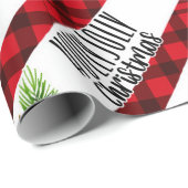 Rustic Buffalo Plaid Vrolijke Kerst Wrapping Pape Cadeaupapier (Rol Hoek)