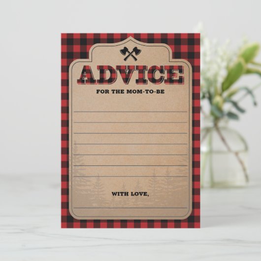 Rustic Buffalo Pset Baby shower Advice Card (Staand voorkant)