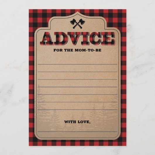 Rustic Buffalo Pset Baby shower Advice Card (Voorkant)